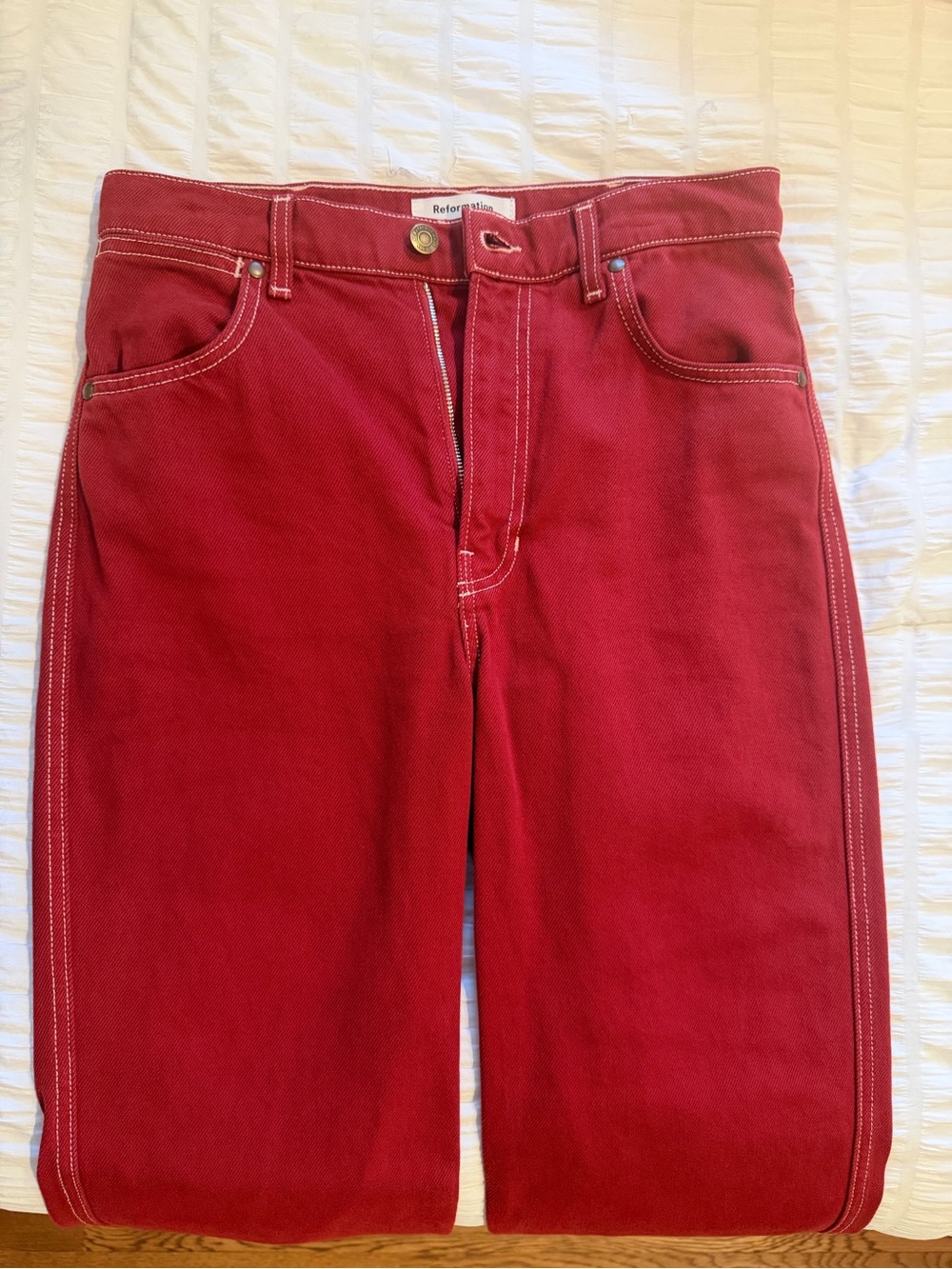 Reformation High-Rise Jeans in Red